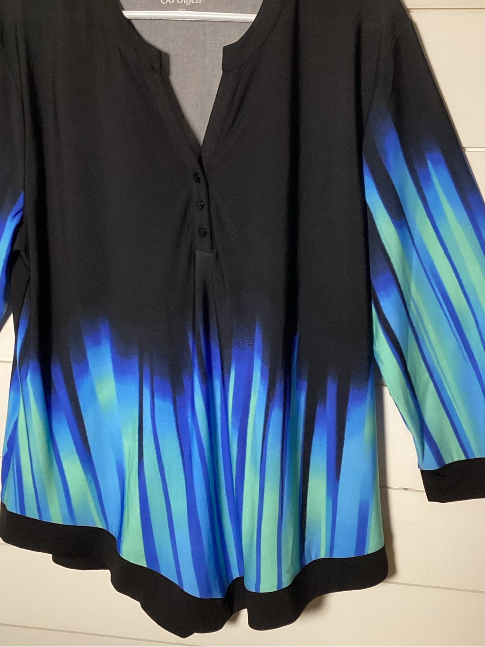 Serengeti Black Tunic with Blue and Teal Ombre Stripes